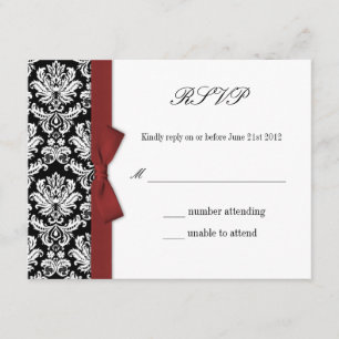 RSVP - Carte de réponse Mariage Damask Burgundy Bo