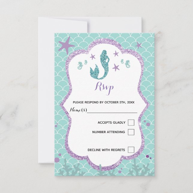 RSVP, carte de réponse merveille sous turquoise vi (Devant)