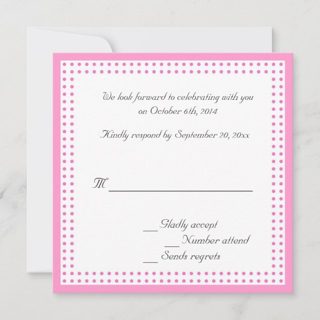 RSVP,carte de réponse pour invitation de mariage (Devant)
