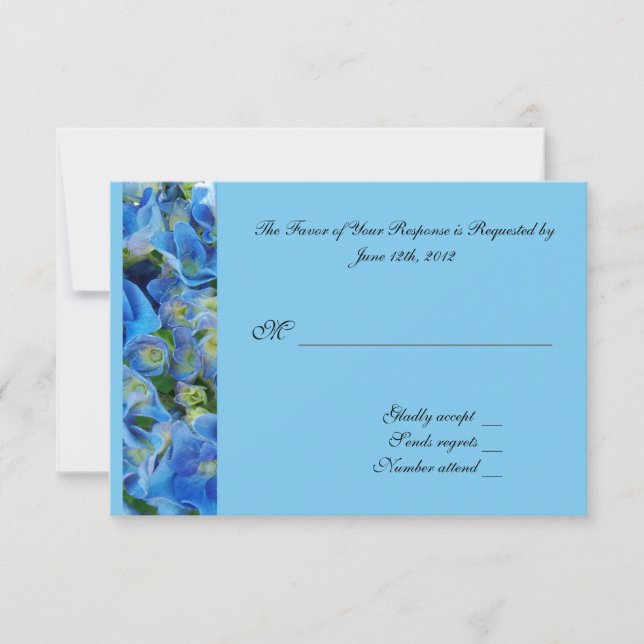 RSVP, carte réponse, hydrangée bleue (Devant)