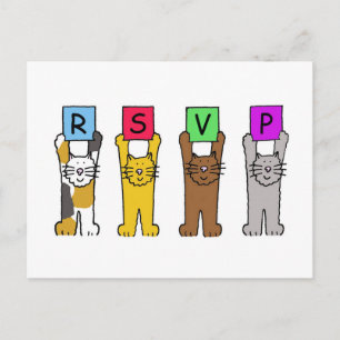 RSVP Cartoon cats. Invitation Postcard