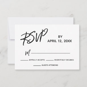 RSVP Casual Handwriting Script BW Wedding Set