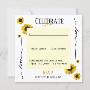 RSVP celebrate love and golden sunflowers Invitation
