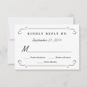 RSVP Chalkboard Hearts Monogram Reply Card