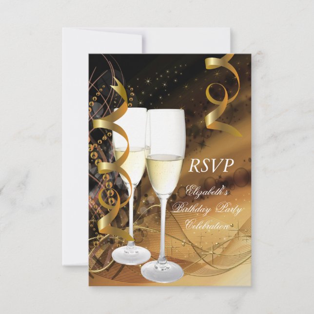 RSVP Champagne d'Anniversaire Noir d'or (Devant)
