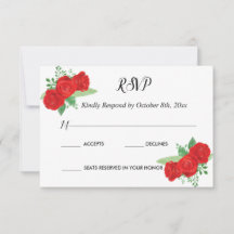 RSVP Charra Invitations, Red Roses charra