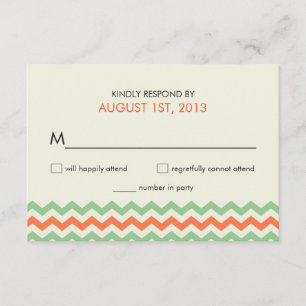 RSVP Chevron Wedding Coral Mint Green Card