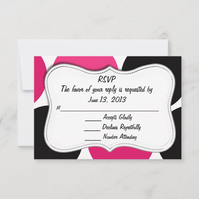 RSVP Classy Card Pink and Black Polka Dot (Front)