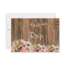 RSVP Coeur Monogramme avec Roses Rose et Blanc
