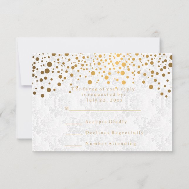 RSVP Confettis dorés élégants Mariage (Devant)