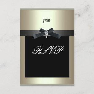RSVP Corporate Event Formal Black Tie Champagne Card