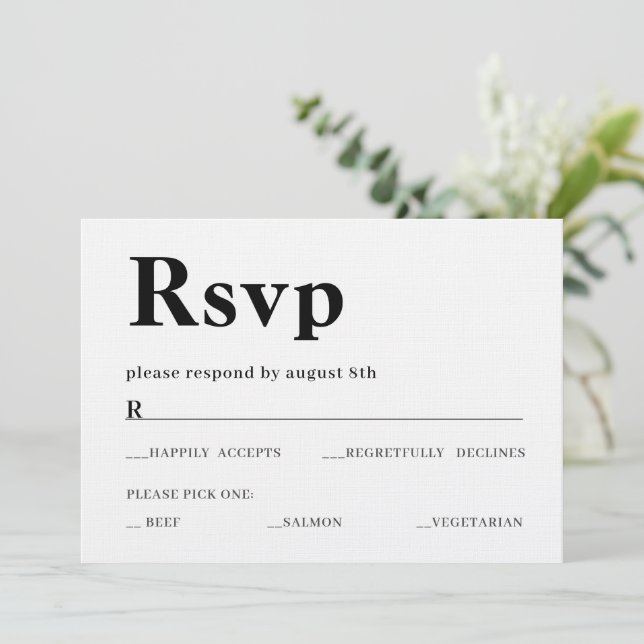 RSVP Crad with Bold Text Invitation (Standing Front)