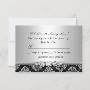 RSVP Damask Argent & Noir