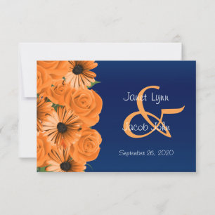 RSVP Dark Blue with Orange Roses