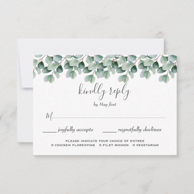 RSVP de mariage à la verdure botanique d'eucalyptu (Devant)