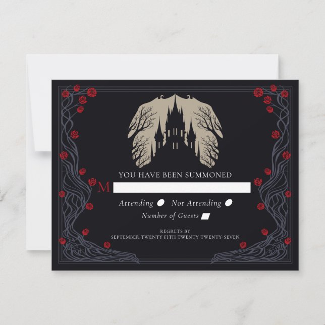 RSVP de mariage au château floral gothique (Devant)
