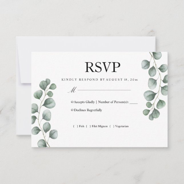 RSVP de mariage au eucalyptus verdoyant (Devant)