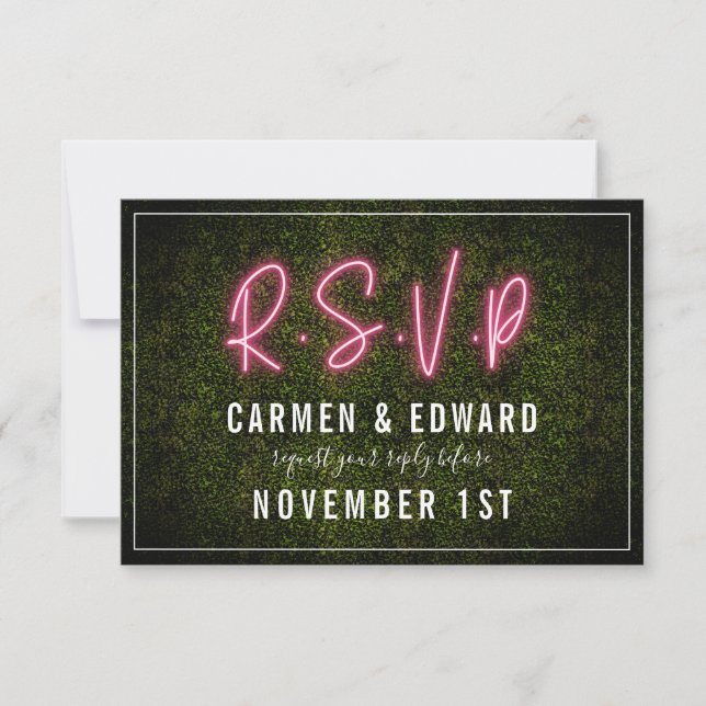 RSVP de mariage au néon Boxwood (Devant)