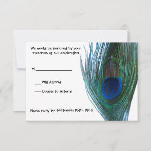RSVP de mariage au paon élégant