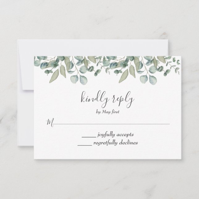 RSVP de mariage avec verdure d'eucalyptus (Devant)