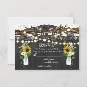 RSVP de Mariage campagnard de fer à cheval et de f