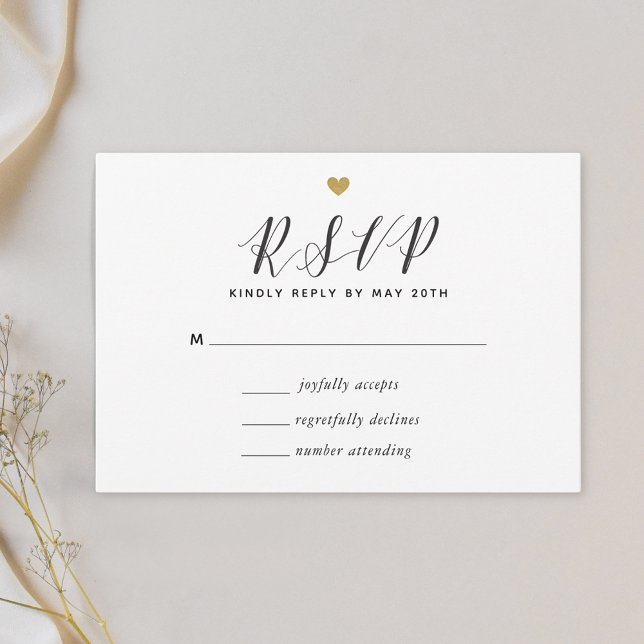 RSVP de mariage coeurs dorés modernes (Créateur téléchargé)