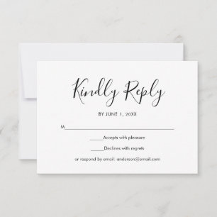 RSVP de mariage élégant simple noir et blanc