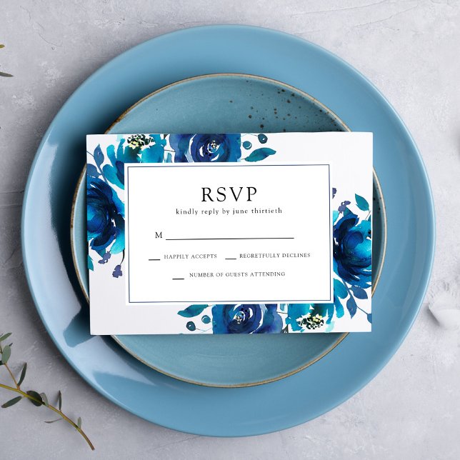 RSVP de mariage floral indigo (Créateur téléchargé)