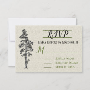 RSVP de mariage forestier rustique en séquoia roug