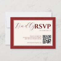 RSVP de mariage rayé classique en script sur velou