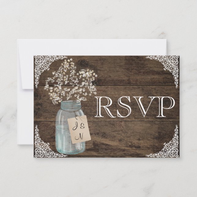 RSVP de mariage rustique floral de grange de campa (Devant)