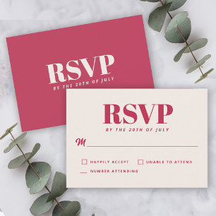 RSVP de mariage simple magenta moderne minimaliste