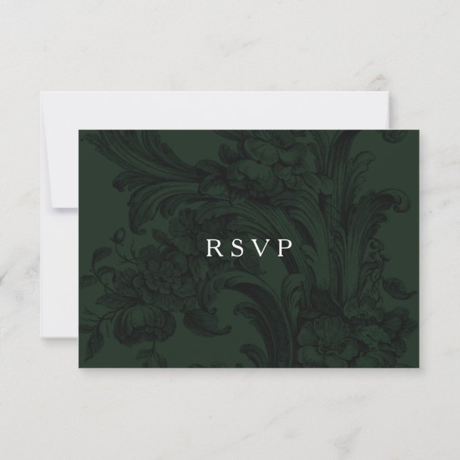 RSVP décoratif victorien vert avec choix de repas (Dos)
