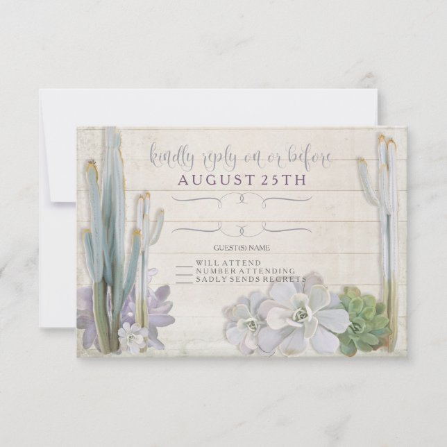 RSVP Desert Cactus Succulent Modern Typography (Front)