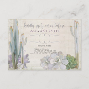 RSVP Desert Cactus Succulent Modern Typography Card