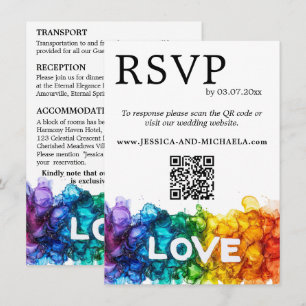 🌈 RSVP+Details  LGBTQ Painted With Love Enclosure Card