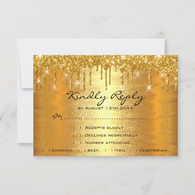 RSVP Drips Gold Spark Wedding Anniversary Bridal (Front)