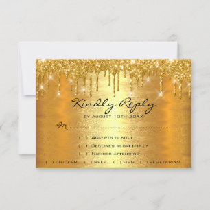 RSVP Drips Gold Spark Wedding Anniversary Bridal Card