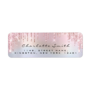 RSVP  Drips Pink Blush Return Address Holograph