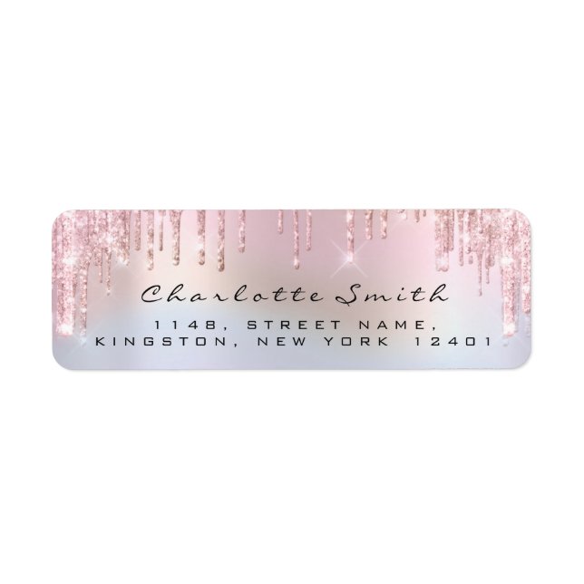 RSVP  Drips Pink Blush Return Address Holograph (Front)