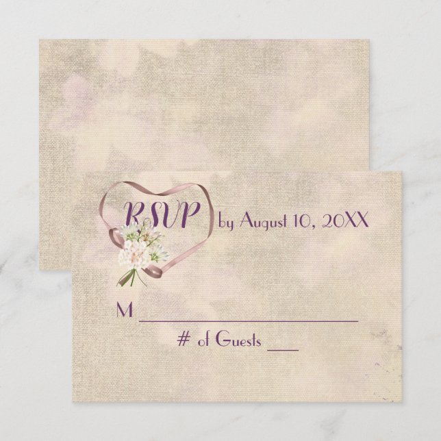 RSVP du coeur du ruban mariage (Devant / Derrière)