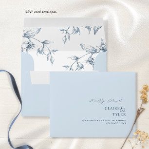 RSVP Dusty Blue Elegant Modern and Formal Floral Envelope