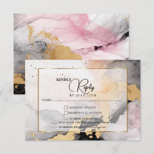 RSVP Ebony Rose and Gold Abstract Marble Card