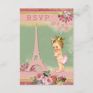 RSVP Eiffel Tower Princess Baby Shower Card