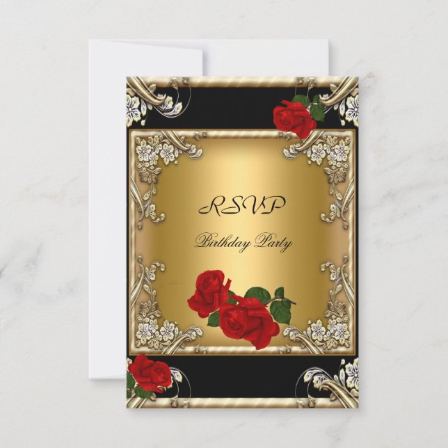 RSVP Elégant 50e anniversaire Black Gold Rose roug (Devant)