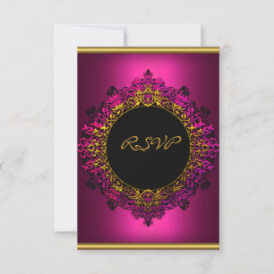 RSVP Elegant Birthday Party Dark Pink Black Gold Card