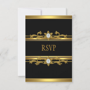 RSVP Elegant Black Gold Diamond Jewel Anniversaire