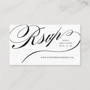 RSVP Elegant Black Script Online Reply Insert