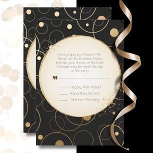 RSVP Elegant Dinner Choice Gold Sparkle Black  Card