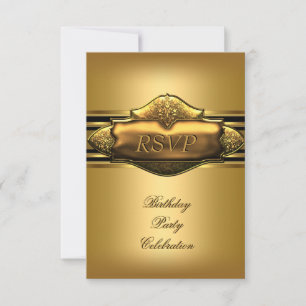 RSVP Elegant Gold Birthday Party Mens Invitation